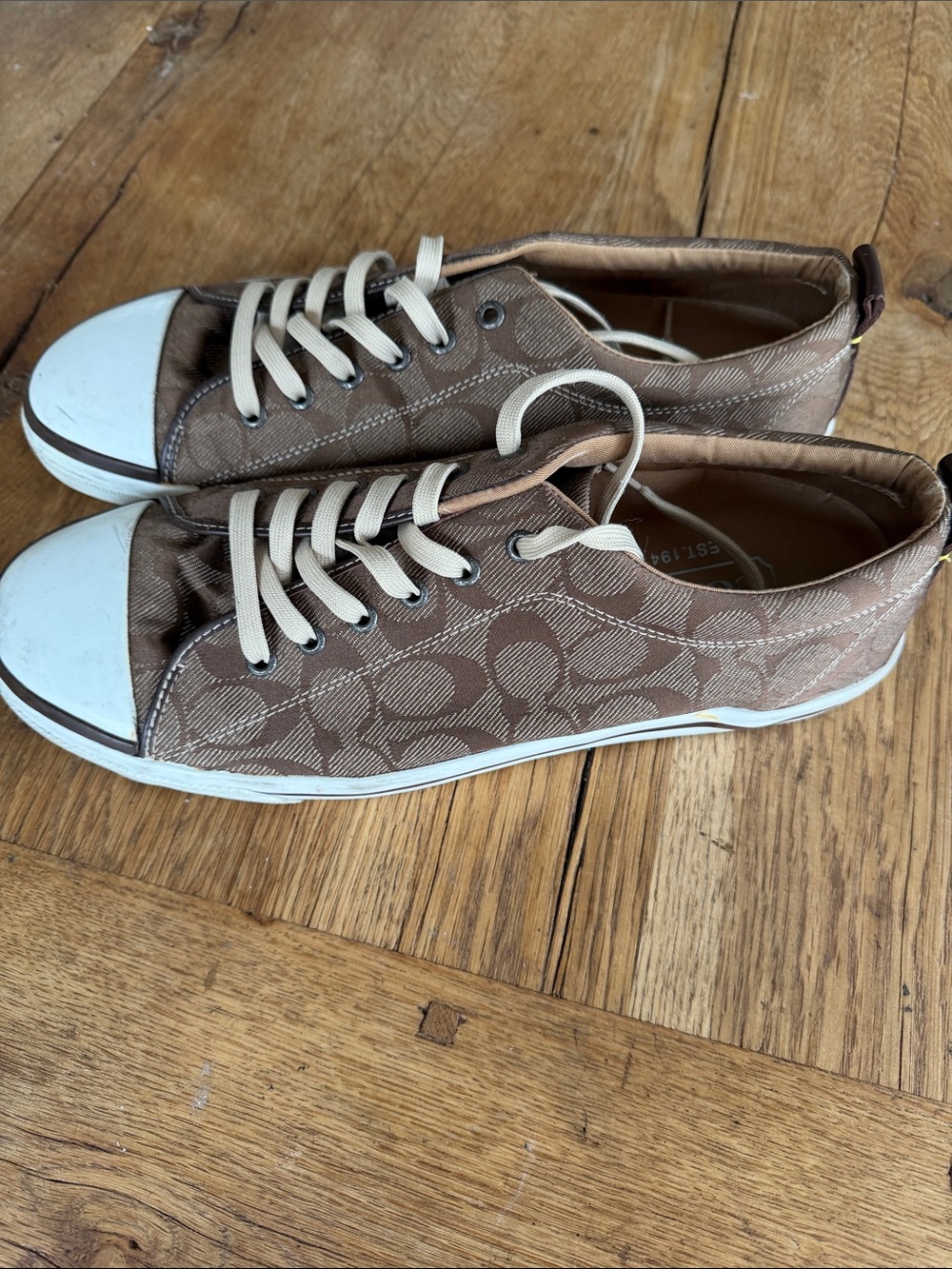 Coach Brown Signature Pattern Canvas Sneakers 13D